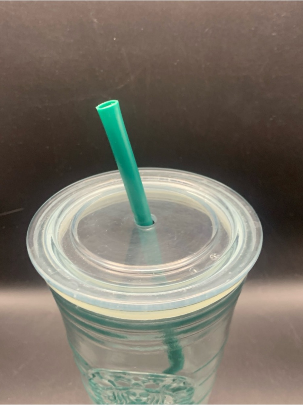 Vintage Starbucks Green Glass Tumbler With Straw 16oz Made in Spain Mermaid - Picture 4 of 10
